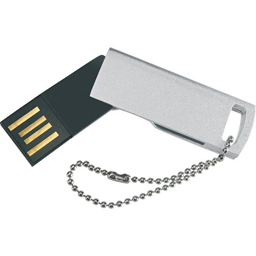 Superflacher USB Stick Mit Metallkette , mattsilber MB , 2 GB , Aluminium MB , 2.5 - 6 MB/s MB , 4,00cm x 0,30cm x 1,40cm (Länge x Höhe x Breite), Bild 2