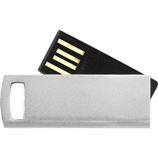 Superflacher USB Stick Mit Metallkette , mattsilber MB , 1 GB , Aluminium MB , 2.5 - 6 MB/s MB , 4,00cm x 0,30cm x 1,40cm (Länge x Höhe x Breite), Bild 3