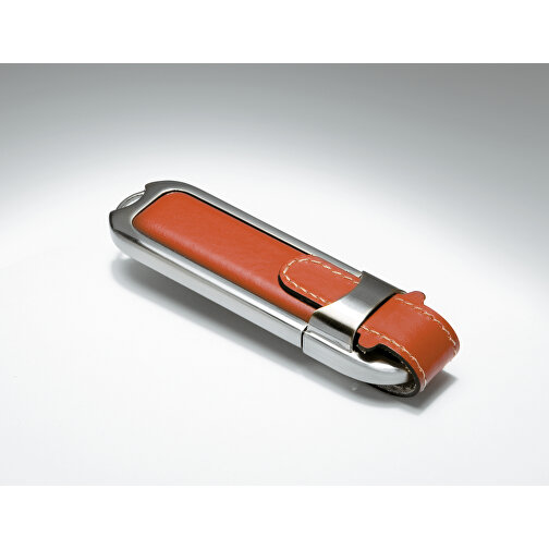 USB Stick Mit Lederapplikationen , braun MB , 1 GB , Metall, Leder MB , 2.5 - 6 MB/s MB , 8,60cm x 1,70cm x 2,40cm (Länge x Höhe x Breite), Bild 3