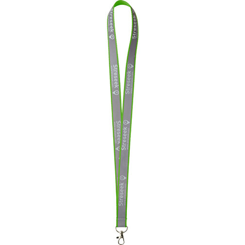 10 Mm Reflektierendes Lanyard , apfelgrün, Polyester, 90,00cm x 1,00cm (Länge x Breite), Bild 1