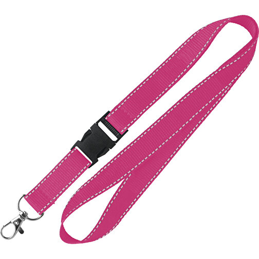 25 Mm Lanyard Mit Reflektierenden Fäden , rosa, Polyester, 92,00cm x 2,50cm (Länge x Breite), Bild 1