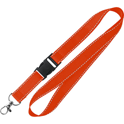 20 Mm Lanyard Mit Reflektierenden Fäden , orange, Polyester, 92,00cm x 2,00cm (Länge x Breite), Bild 1
