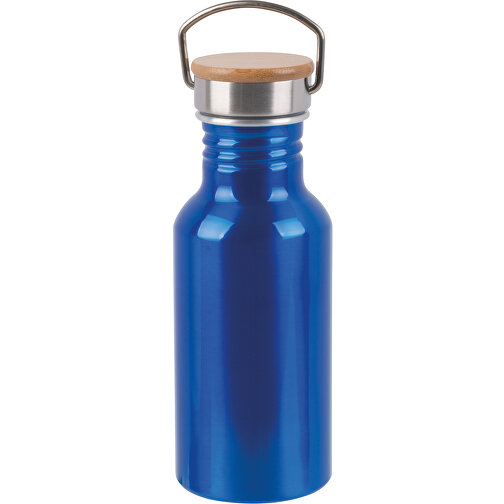 Aluminium Trinkflasche ECO TRANSIT , blau, Aluminium / Edelstahl / Bambus, 19,00cm (Höhe), Bild 1