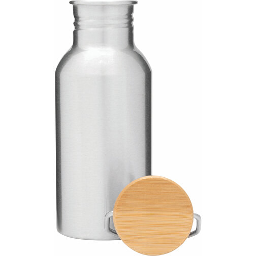 Aluminium Trinkflasche ECO TRANSIT , silber, Aluminium / Edelstahl / Bambus, 19,00cm (Höhe), Bild 5