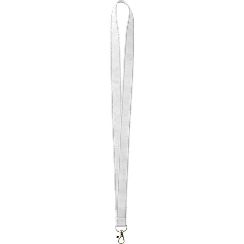 25 Mm Lanyard Mit Reflektierenden Fäden , weiss, Polyester, 90,00cm x 2,50cm (Länge x Breite), Bild 1