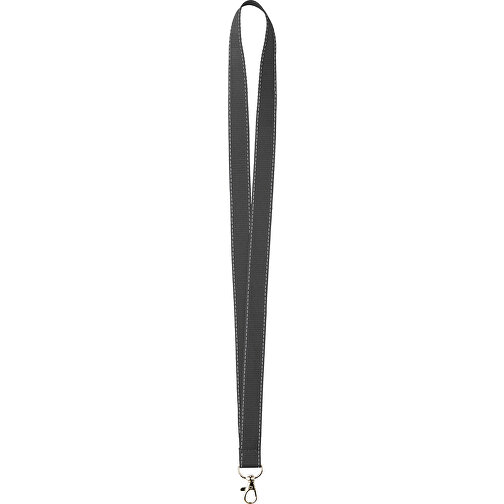 25 Mm Lanyard Mit Reflektierenden Fäden , schwarz, Polyester, 90,00cm x 2,50cm (Länge x Breite), Bild 1