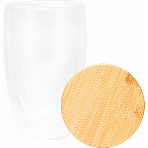 Glas BAMBOO ART L, Füllmenge Ca. 450 Ml , braun, transparent, Borosilikatglas / Bambus, 15,50cm (Höhe), Bild 3