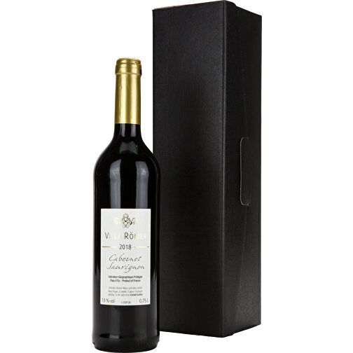 Rotwein Im Schwarzen Geschenkkarton , Gemischt, 10,00cm x 33,00cm x 10,00cm (Länge x Höhe x Breite), Bild 2