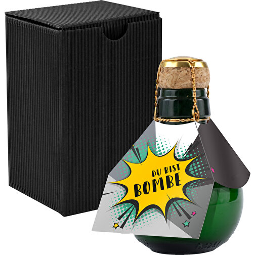 Kleinste Sektflasche Der Welt! Du Bist Bombe - Inklusive Geschenkkarton In Schwarz , schwarz, Glas, 7,50cm x 12,00cm x 7,50cm (Länge x Höhe x Breite), Bild 1