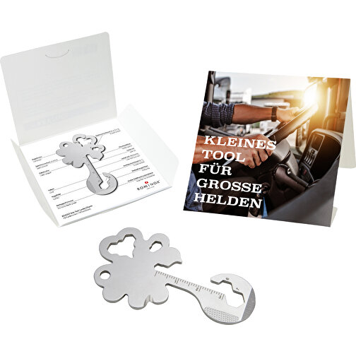 ROMINOX® Key Tool Lucky Charm / Kleeblatt Glücksbringer (19 Funktionen) , Edelstahl, 7,00cm x 0,23cm x 3,20cm (Länge x Höhe x Breite), Bild 1
