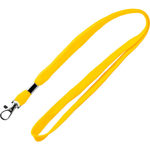 12 Mm Tubular Lanyard Mit Metallklemme , gelb, Polyester, 90,00cm x 1,20cm (Länge x Breite), Bild 1