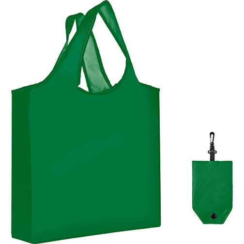 Full Color Faltbare Einkaufstasche Mit Hülle , grün, Polyester, 12,00cm x 58,00cm x 39,00cm (Länge x Höhe x Breite), Bild 1