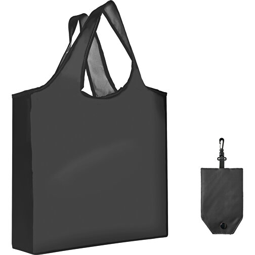 Full Color Faltbare Einkaufstasche Mit Hülle , schwarz, Polyester, 12,00cm x 58,00cm x 39,00cm (Länge x Höhe x Breite), Bild 1