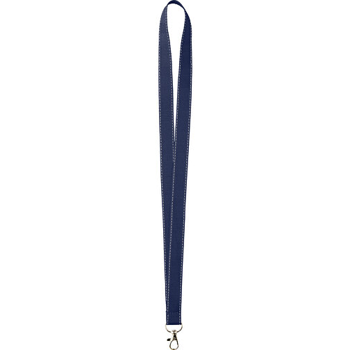 20 Mm Lanyard Mit Reflektierenden Fäden , navy blau, Polyester, 90,00cm x 2,00cm (Länge x Breite), Bild 1