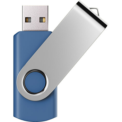 USB-Stick SWING Color 2.0 64 GB , Promo Effects MB , dunkelblau / silber MB , 65 GB , Kunststoff/ Aluminium MB , 5,70cm x 1,00cm x 1,90cm (Länge x Höhe x Breite), Bild 1