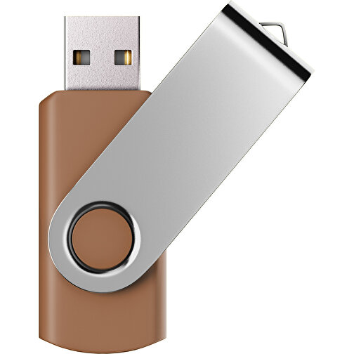 USB-Stick SWING Color 2.0 32 GB , Promo Effects MB , braun / silber MB , 32 GB , Kunststoff/ Aluminium MB , 5,70cm x 1,00cm x 1,90cm (Länge x Höhe x Breite), Bild 1