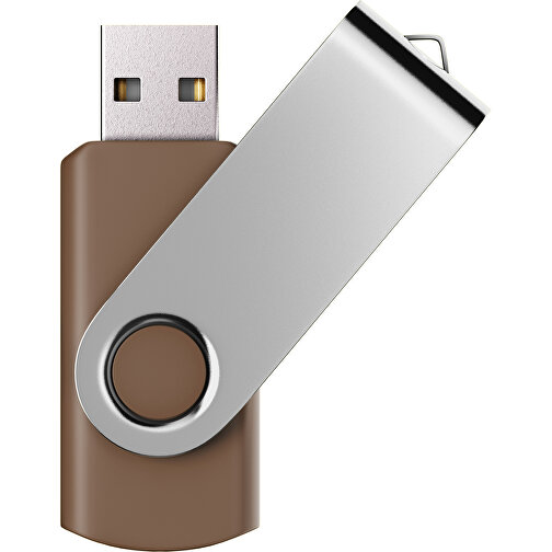 USB-Stick SWING Color 2.0 64 GB , Promo Effects MB , dunkelbraun / silber MB , 65 GB , Kunststoff/ Aluminium MB , 5,70cm x 1,00cm x 1,90cm (Länge x Höhe x Breite), Bild 1