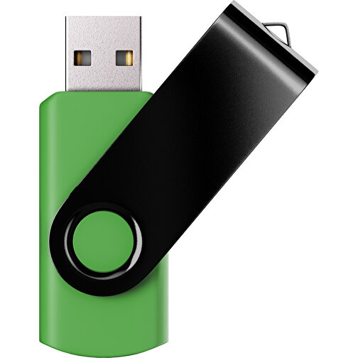 USB-Stick SWING Color 2.0 2 GB , Promo Effects MB , grasgrün / schwarz MB , 2 GB , Kunststoff/ Aluminium MB , 5,70cm x 1,00cm x 1,90cm (Länge x Höhe x Breite), Bild 1