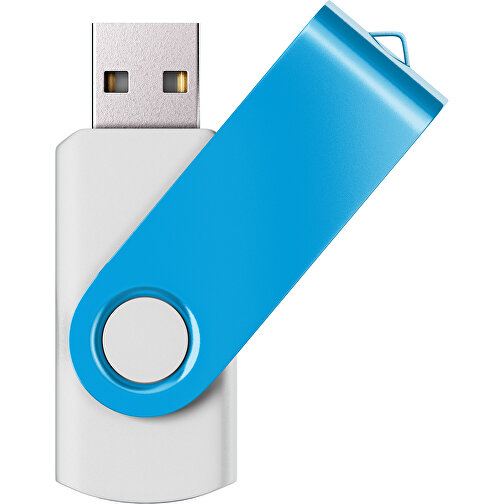USB-Stick SWING Color 2.0 2 GB , Promo Effects MB , weiss / himmelblau MB , 2 GB , Kunststoff/ Aluminium MB , 5,70cm x 1,00cm x 1,90cm (Länge x Höhe x Breite), Bild 1