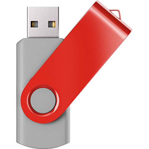 USB-Stick SWING Color 2.0 2 GB , Promo Effects MB , grau / rot MB , 2 GB , Kunststoff/ Aluminium MB , 5,70cm x 1,00cm x 1,90cm (Länge x Höhe x Breite), Bild 1