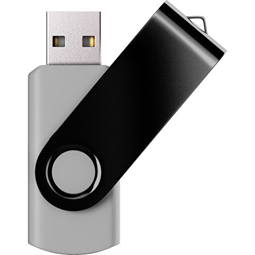 USB-Stick SWING Color 2.0 2 GB , Promo Effects MB , hellgrau / schwarz MB , 2 GB , Kunststoff/ Aluminium MB , 5,70cm x 1,00cm x 1,90cm (Länge x Höhe x Breite), Bild 1