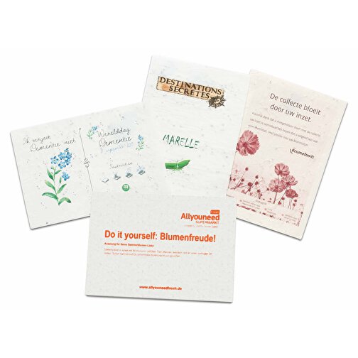Papier ensemencé - carte A6 - carte postale - 10,5 x 14,8 cm - mélange de fleurs - impression quad, Image 1