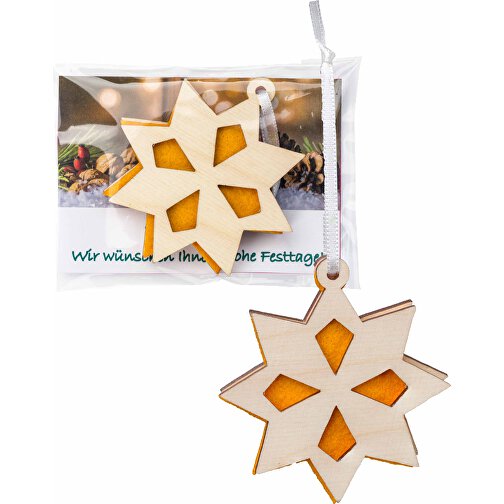 Ciondolo di legno feltro stella in borsa promozionale, Immagine 1