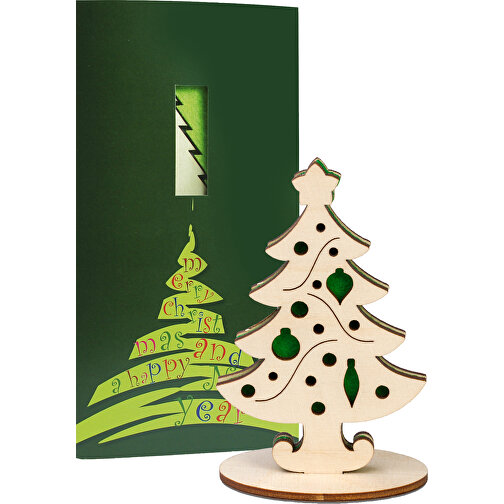 Carte de voeux Premium avec figurines feutrine et bois - Premium 4/0-c - sapin de Noël, Image 1