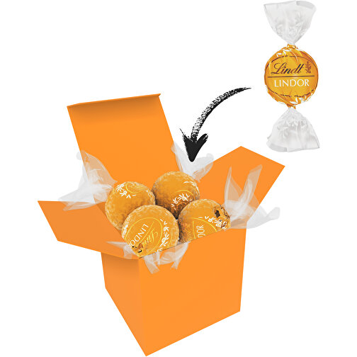 Color Lindor Box - Orange - Karamell , Lindt, gelb, Pappe, 5,50cm x 5,50cm x 5,50cm (Länge x Höhe x Breite), Bild 1