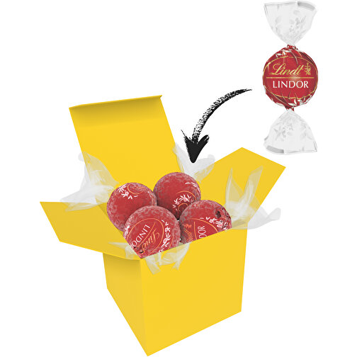 Color Lindor Box - Gelb - Vollmilch , Lindt, rot, Pappe, 5,50cm x 5,50cm x 5,50cm (Länge x Höhe x Breite), Bild 1