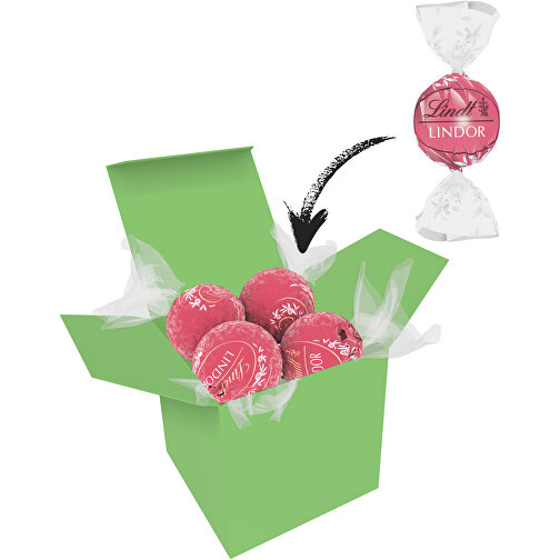 Color Lindor Box - Hellgrün - Erdbeer-Sahne , Lindt, rosa, Pappe, 5,50cm x 5,50cm x 5,50cm (Länge x Höhe x Breite), Bild 1