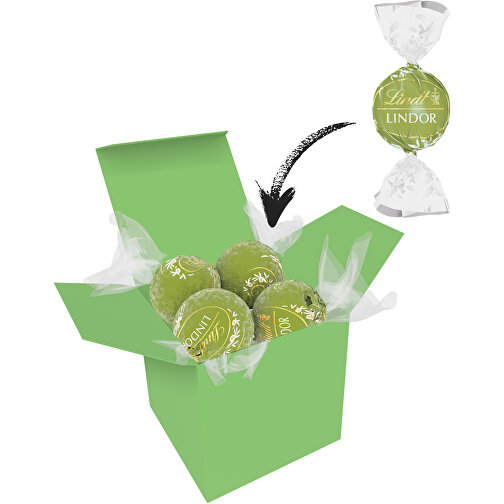 Color Lindor Box - Hellgrün - Pistazie , Lindt, grün, Pappe, 5,50cm x 5,50cm x 5,50cm (Länge x Höhe x Breite), Bild 1