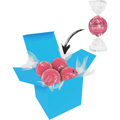 Color Lindor Box - Hellblau - Erdbeer-Sahne , Lindt, rosa, Pappe, 5,50cm x 5,50cm x 5,50cm (Länge x Höhe x Breite), Bild 1