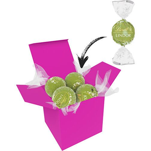 Color Lindor Box - Pink - Pistazie , Lindt, grün, Pappe, 5,50cm x 5,50cm x 5,50cm (Länge x Höhe x Breite), Bild 1