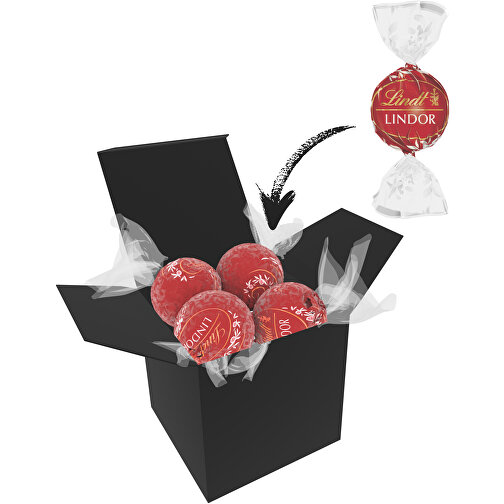 Color Lindor Box - Schwarz - Vollmilch , Lindt, rot, Pappe, 5,50cm x 5,50cm x 5,50cm (Länge x Höhe x Breite), Bild 1