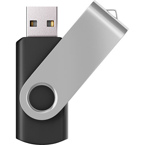 USB-Stick SWING Color 2.0 2 GB , Promo Effects MB , schwarz / hellgrau MB , 2 GB , Kunststoff/ Aluminium MB , 5,70cm x 1,00cm x 1,90cm (Länge x Höhe x Breite), Bild 1