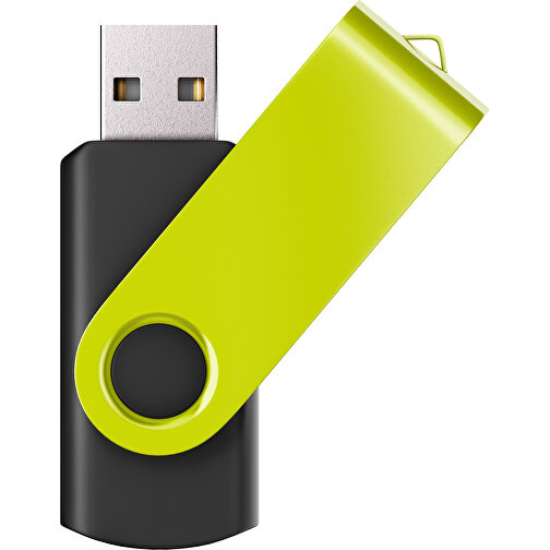 USB-Stick SWING Color 2.0 2 GB , Promo Effects MB , schwarz / hellgrün MB , 2 GB , Kunststoff/ Aluminium MB , 5,70cm x 1,00cm x 1,90cm (Länge x Höhe x Breite), Bild 1