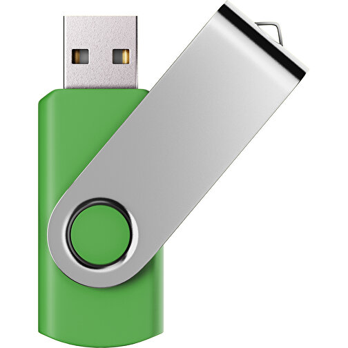 USB-Stick SWING Color 2.0 4 GB , Promo Effects MB , grasgrün / silber MB , 4 GB , Kunststoff/ Aluminium MB , 5,70cm x 1,00cm x 1,90cm (Länge x Höhe x Breite), Bild 1