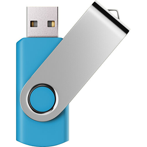 USB-Stick SWING Color 2.0 16 GB , Promo Effects MB , himmelblau / silber MB , 16 GB , Kunststoff/ Aluminium MB , 5,70cm x 1,00cm x 1,90cm (Länge x Höhe x Breite), Bild 1