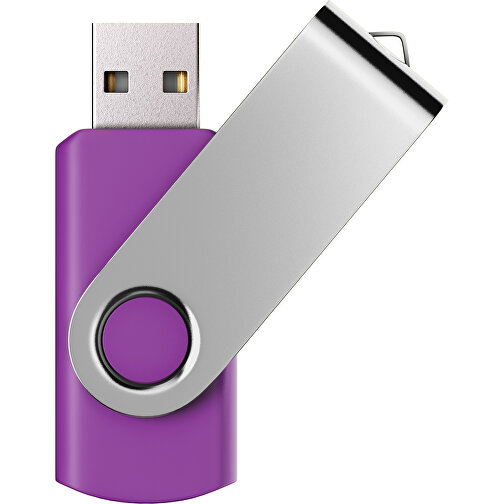 USB-Stick SWING Color 2.0 16 GB , Promo Effects MB , dunkelmagenta / silber MB , 16 GB , Kunststoff/ Aluminium MB , 5,70cm x 1,00cm x 1,90cm (Länge x Höhe x Breite), Bild 1