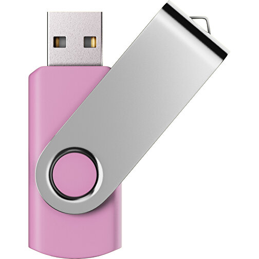 USB-Stick SWING Color 2.0 128 GB , Promo Effects MB , rosa / silber MB , 131 GB , Kunststoff/ Aluminium MB , 5,70cm x 1,00cm x 1,90cm (Länge x Höhe x Breite), Bild 1