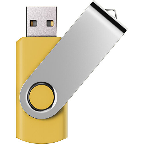 USB-Stick SWING Color 2.0 8 GB , Promo Effects MB , goldgelb / silber MB , 8 GB , Kunststoff/ Aluminium MB , 5,70cm x 1,00cm x 1,90cm (Länge x Höhe x Breite), Bild 1