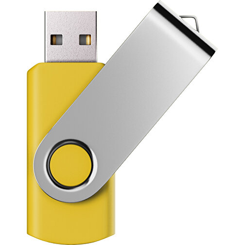 USB-Stick SWING Color 2.0 1 GB , Promo Effects MB , sonnengelb / silber MB , 1 GB , Kunststoff/ Aluminium MB , 5,70cm x 1,00cm x 1,90cm (Länge x Höhe x Breite), Bild 1