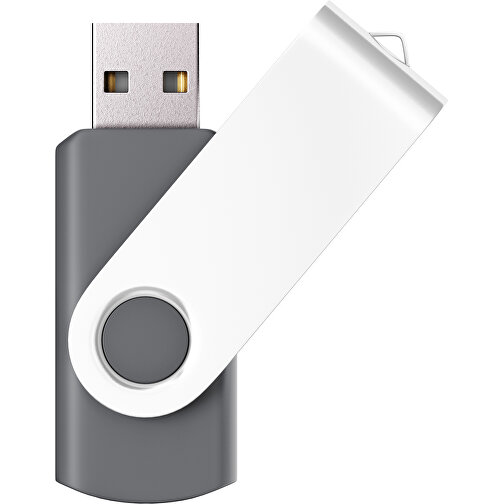 USB-Stick SWING Color 2.0 1 GB , Promo Effects MB , dunkelgrau / weiss MB , 1 GB , Kunststoff/ Aluminium MB , 5,70cm x 1,00cm x 1,90cm (Länge x Höhe x Breite), Bild 1