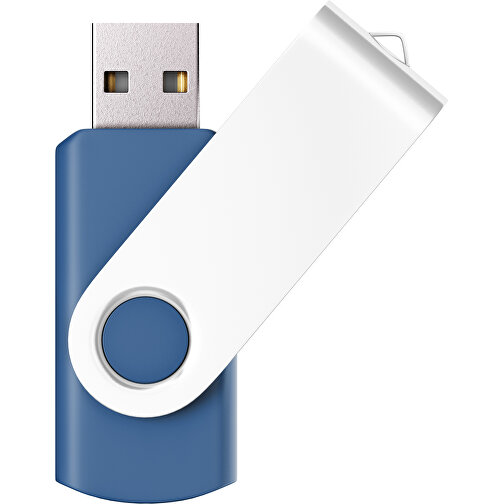 USB-Stick SWING Color 2.0 64 GB , Promo Effects MB , dunkelblau / weiss MB , 65 GB , Kunststoff/ Aluminium MB , 5,70cm x 1,00cm x 1,90cm (Länge x Höhe x Breite), Bild 1