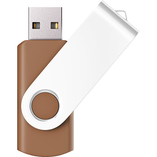 USB-Stick SWING Color 2.0 128 GB , Promo Effects MB , braun / weiss MB , 131 GB , Kunststoff/ Aluminium MB , 5,70cm x 1,00cm x 1,90cm (Länge x Höhe x Breite), Bild 1