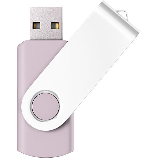USB-Stick SWING Color 2.0 64 GB , Promo Effects MB , zartrosa / weiss MB , 65 GB , Kunststoff/ Aluminium MB , 5,70cm x 1,00cm x 1,90cm (Länge x Höhe x Breite), Bild 1