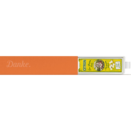 Dankebox Mini 'Les Petits Anis' - Alt-orange , alt-orange, Papier, Pappe, Satin, 14,20cm x 3,40cm x 3,40cm (Länge x Höhe x Breite), Bild 1