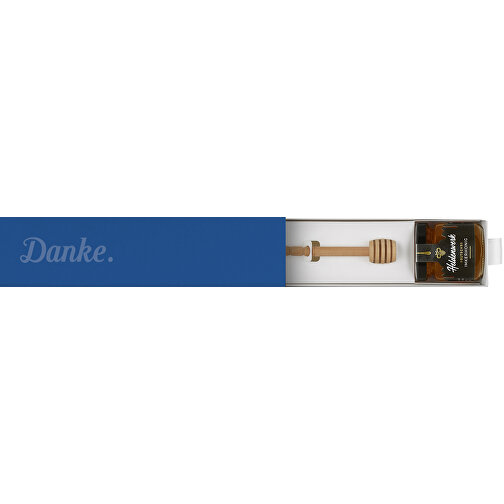 Dankebox 'Deutscher Imkerhonig' - Blau , blau, Papier, Pappe, Satin, 21,50cm x 5,50cm x 5,50cm (Länge x Höhe x Breite), Bild 1