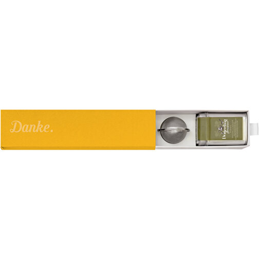 Dankebox 'Premium-Tee Aus Darjeeling' - Alt-gelb , alt-gelb, Papier, Pappe, Satin, 21,50cm x 5,50cm x 5,50cm (Länge x Höhe x Breite), Bild 1